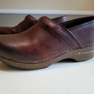 Dansko Oiled-Leather Clogs, Vintage Brown, size 38